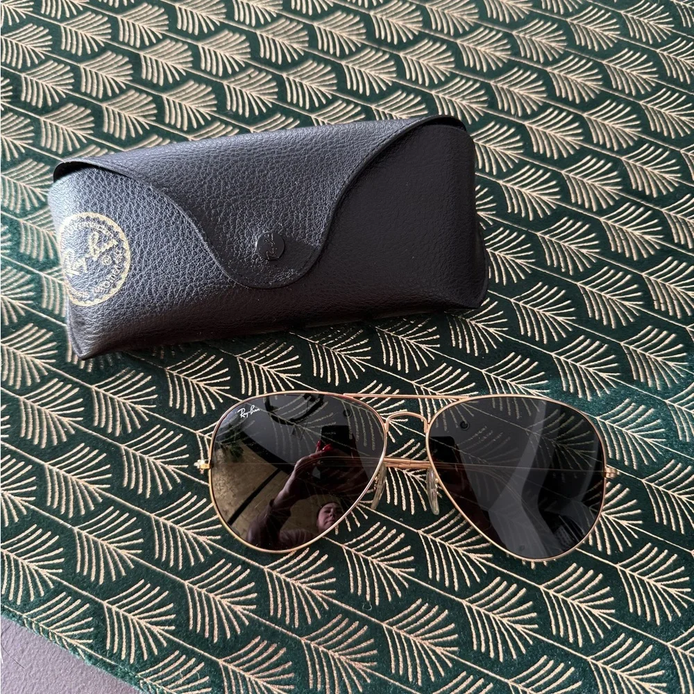 Vintage Ray-Ban Classic Gold Aviators with Black Lenses - Case Included